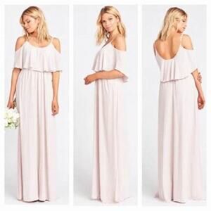 Show Me Your MuMu Rebecca Champagne Cream Off Shoulder Maxi Dress Size XS